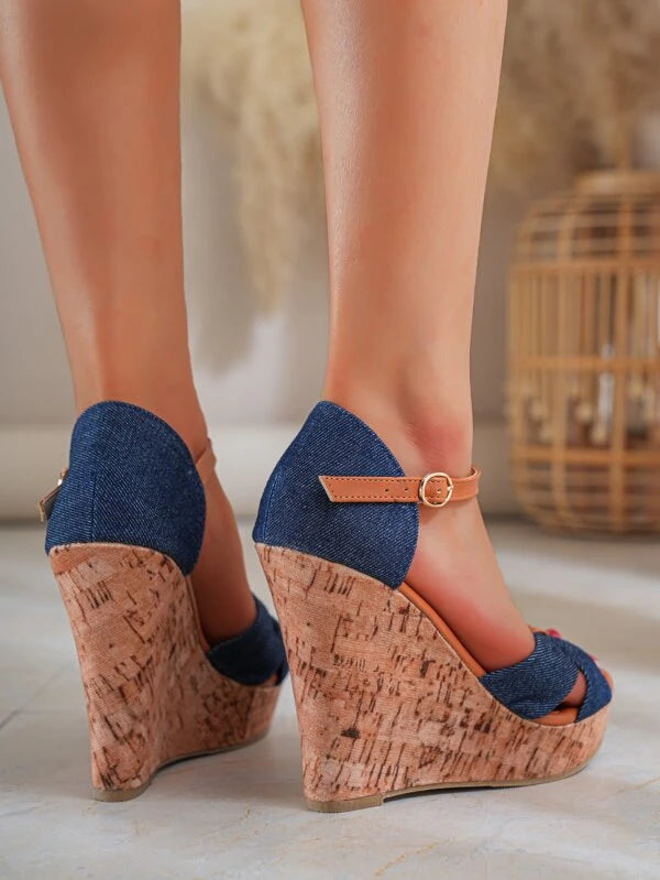 Knot Decor Ankle Strap Wedges