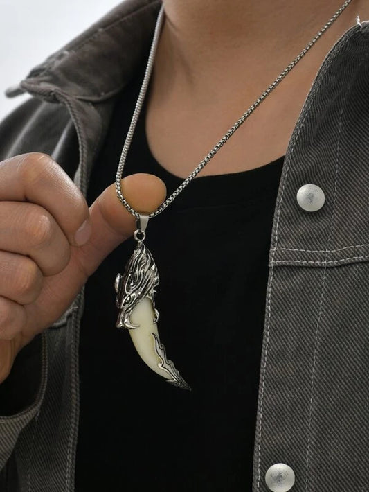 Men Faux Fang Charm Necklace