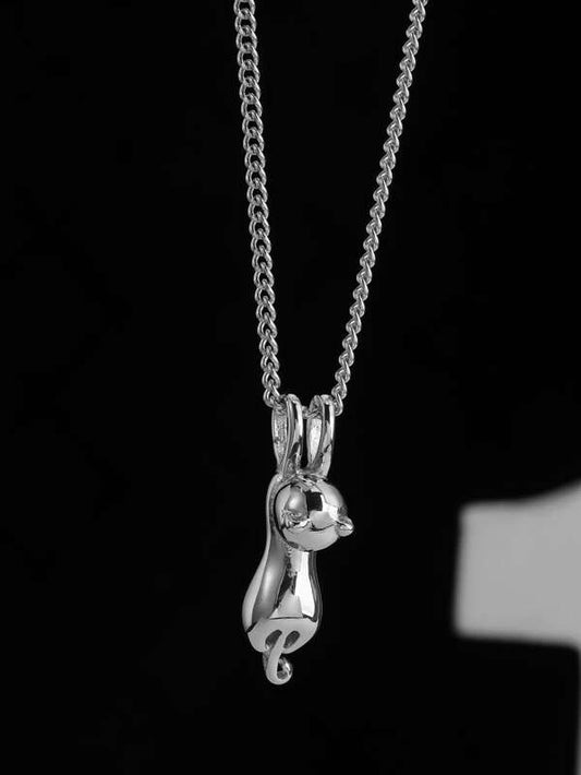 Men Cat Pendant Necklace