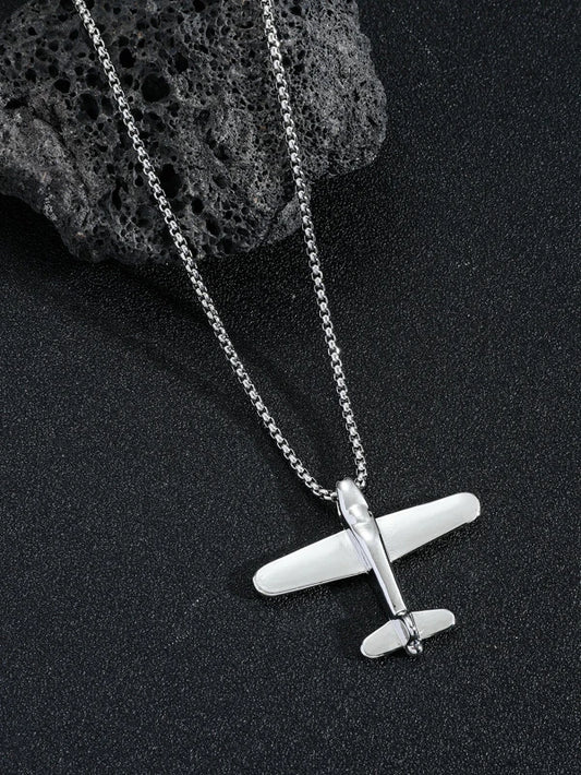 Men Airplane Pendant Necklace