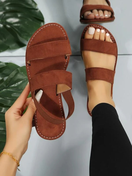 Minimalist Stitch Detail Slingback Sandals