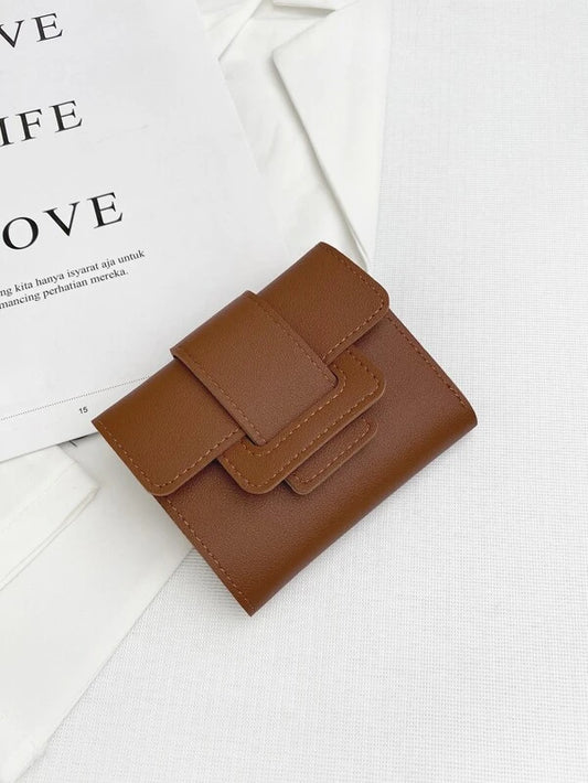 Textured Stitch Detail Tri-Fold Wallet