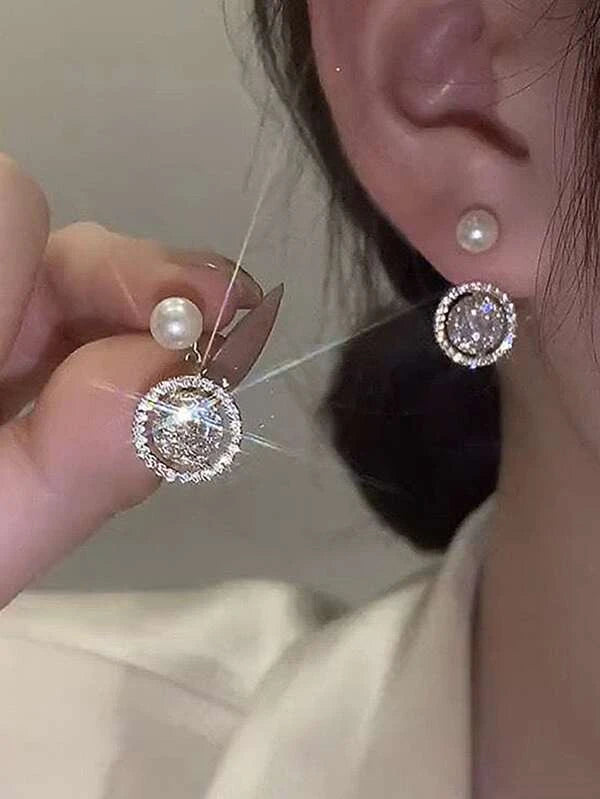 Faux Pearl & Cubic Zirconia Decor Earring Jackets