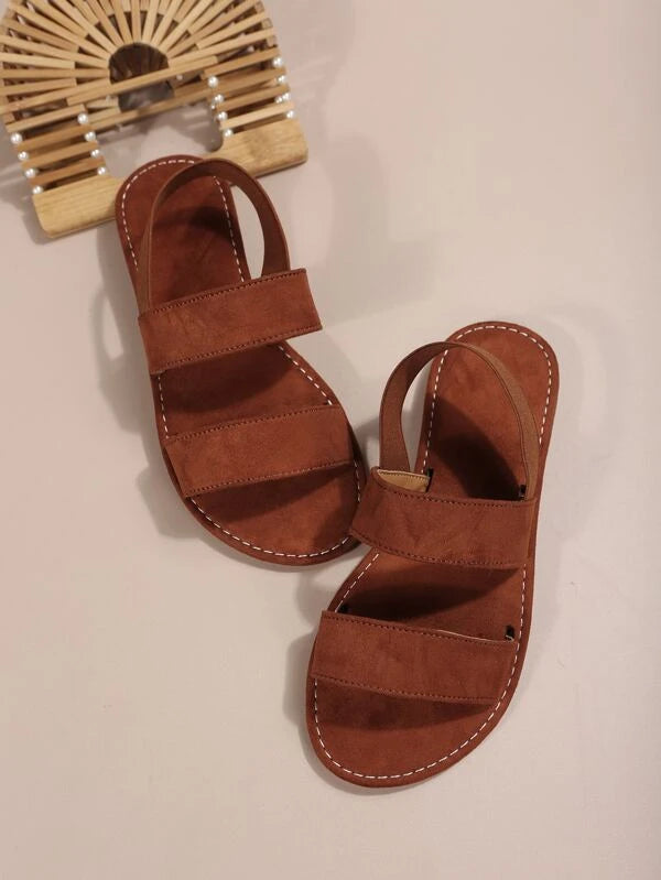 Minimalist Stitch Detail Slingback Sandals