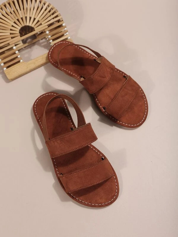 Minimalist Stitch Detail Slingback Sandals