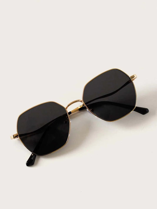 1pair Metal Frame Sunglasses With Case