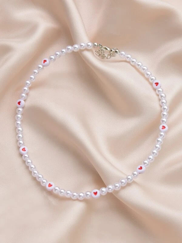 Faux Pearl Beaded Necklace