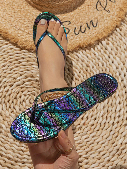 Crocodile Embossed Flip Flops