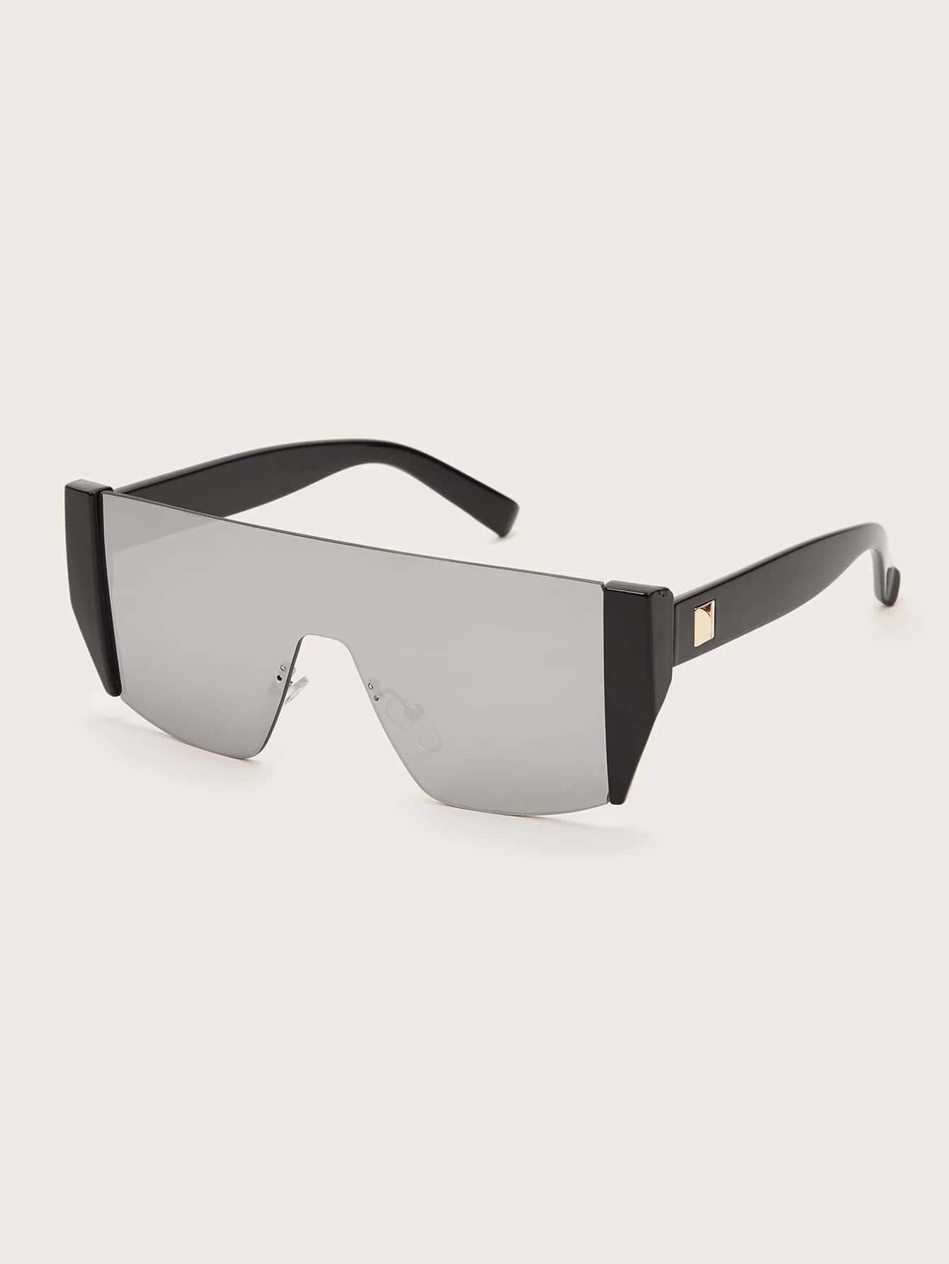 Rimless Flat Top Shield Sunglasses