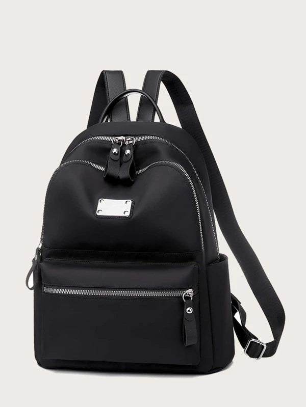 Metal Decor Zip Front Backpack