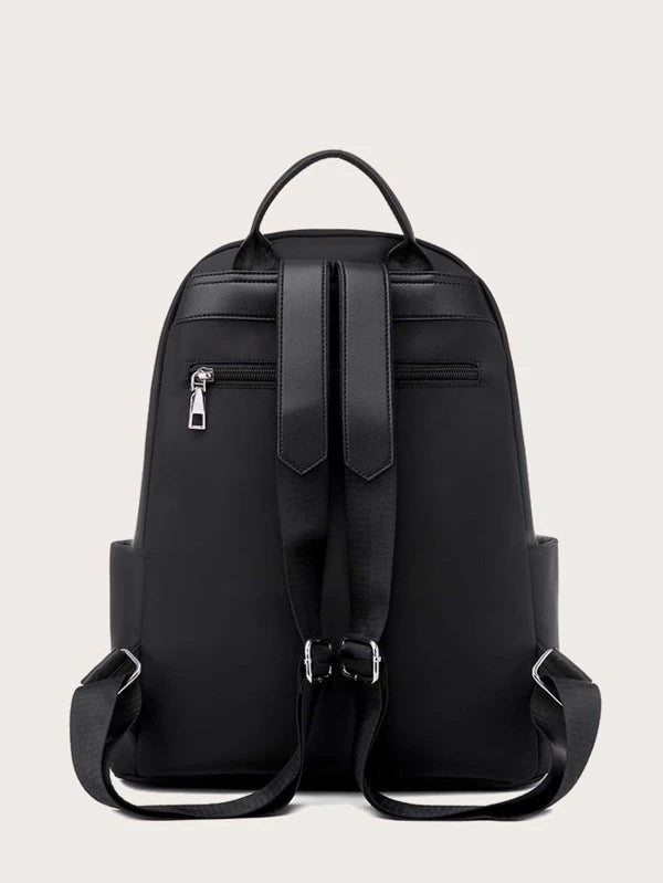 Metal Decor Zip Front Backpack