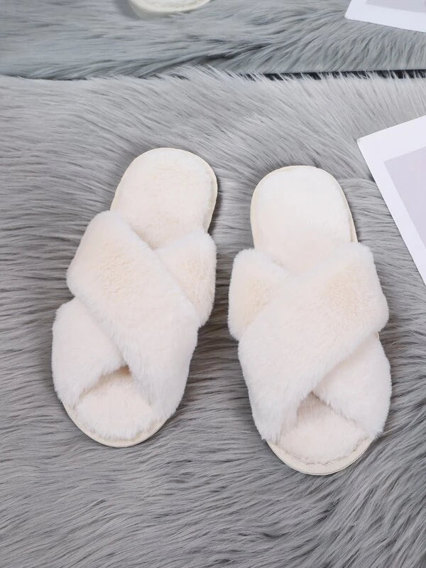 Criss Cross Fuzzy Bedroom Slippers