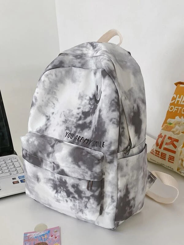 Tie Dye Letter Graphic Functional Backpack