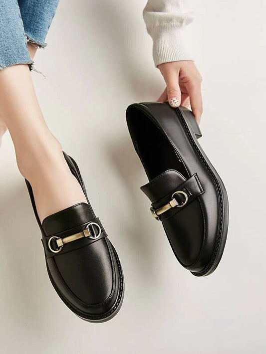 Metal Decor Flat Loafers