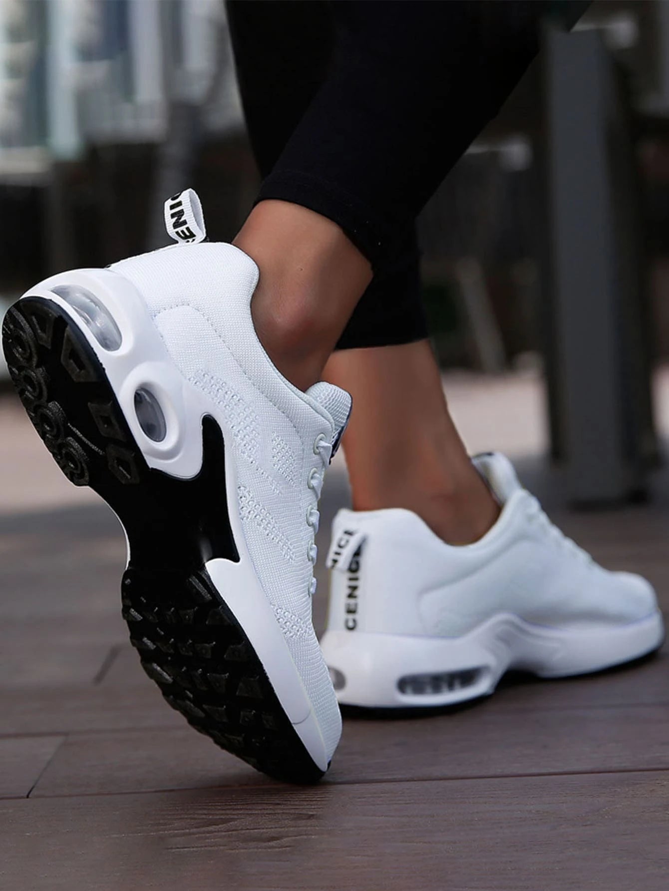 Women White Lace-Up Front Running Shoes