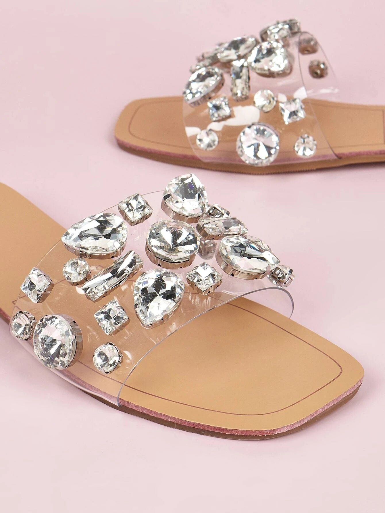 Gemstone Decor Slide Sandals