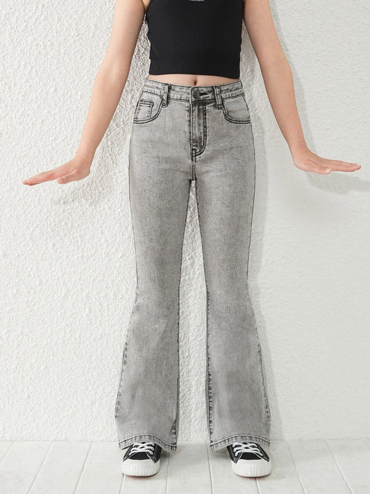 Girls Solid Flare Leg Jeans