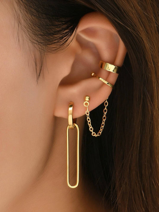 6pcs Chain Decor Earrings