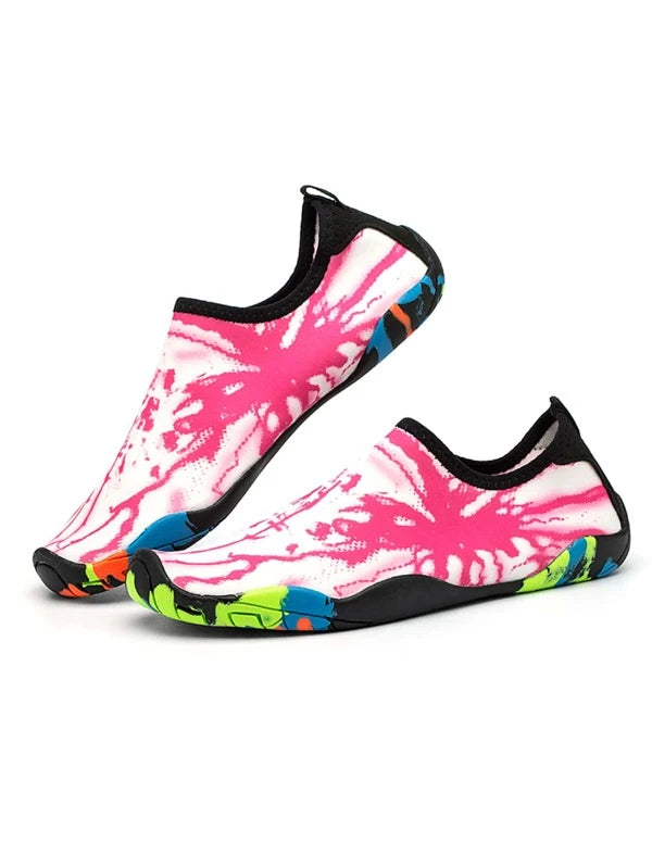 Sporty Aqua Socks For Women, Colorblock Slip-on Water Shoes