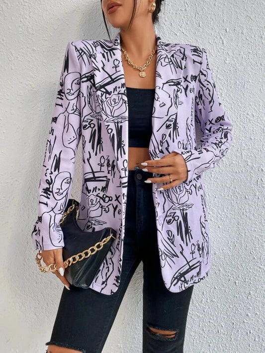 Unity Graffiti Print Single Breasted Blazer