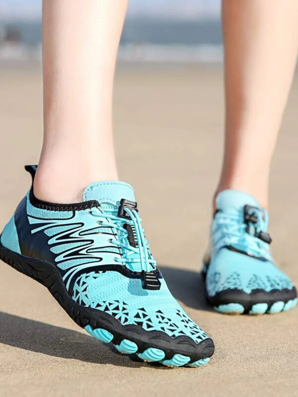 Sporty Creek Shoes For Women, Colorblock Drawstring Design Water Shoes