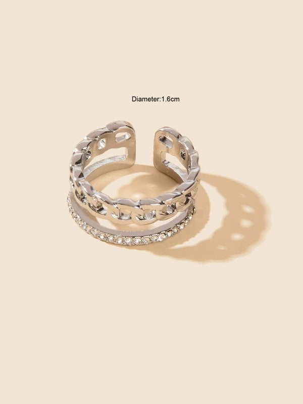 Rhinestone & Chain Design Cuff Toe Ring