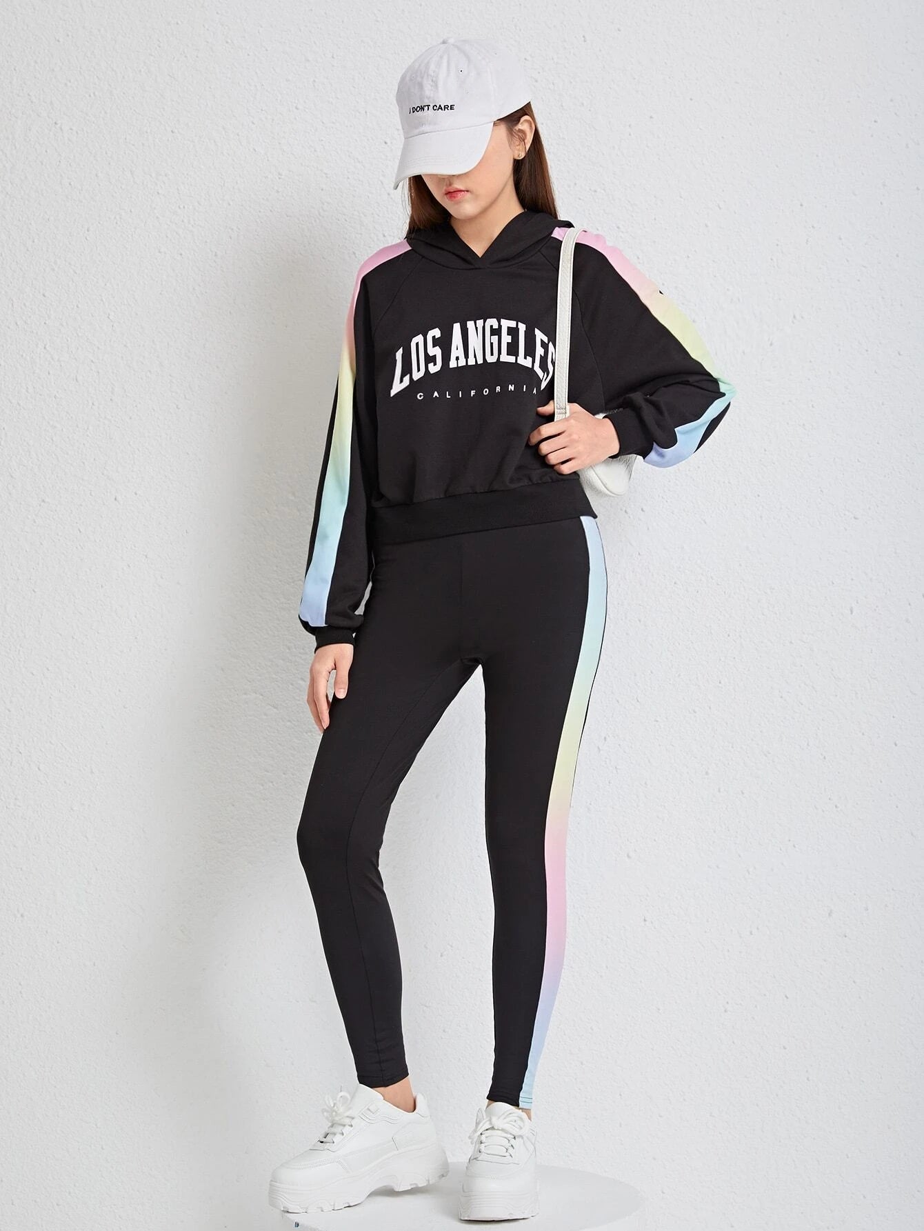 Teen Girls Contrast Ombre Sideseam Hoodie and Leggings