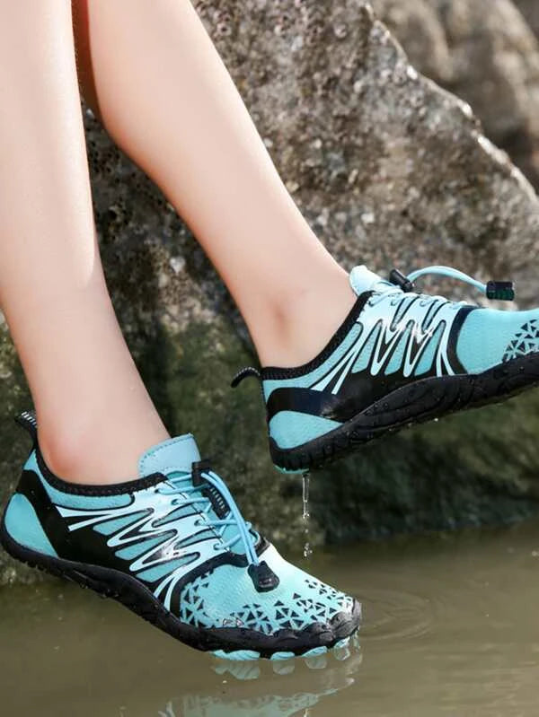 Sporty Creek Shoes For Women, Colorblock Drawstring Design Water Shoes