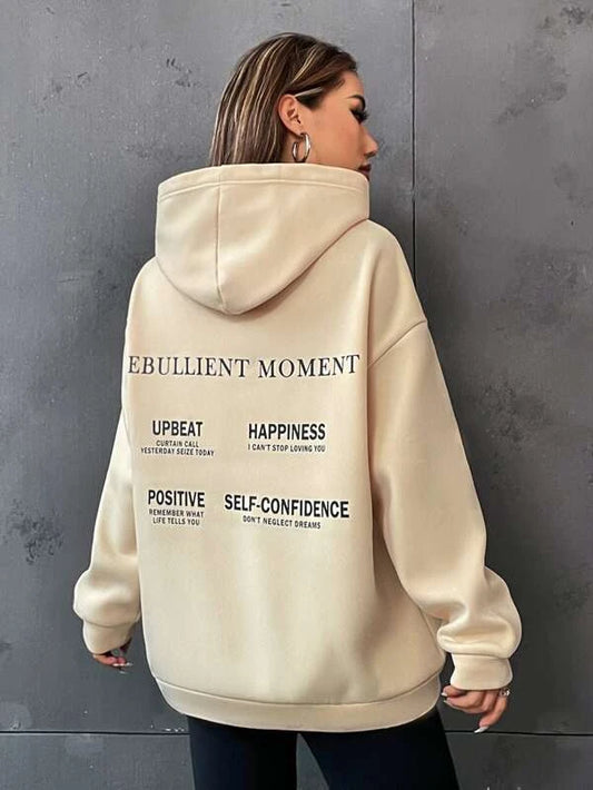 Slogan Graphic Drop Shoulder Hoodie