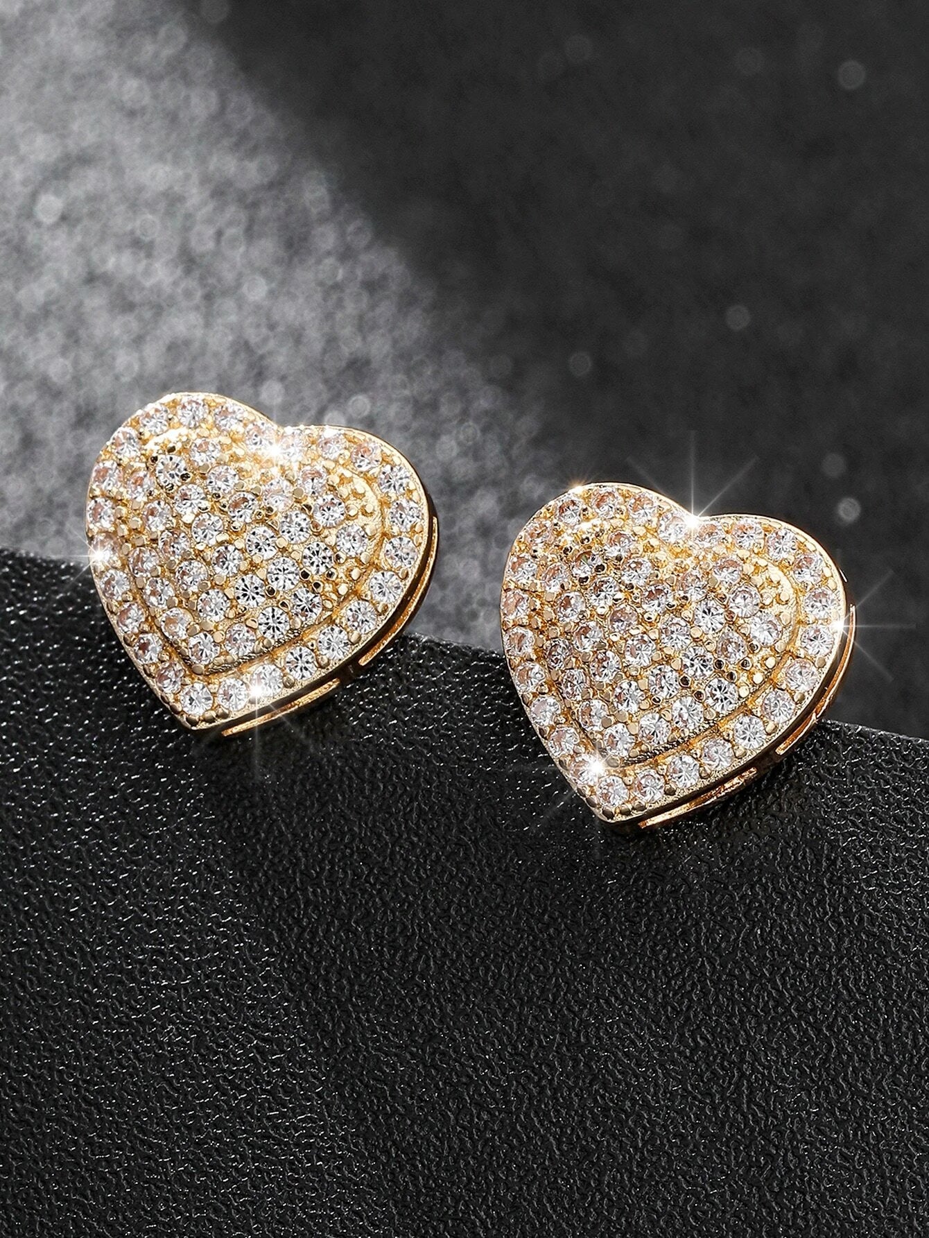 Cubic Zirconia Heart Decor Stud Earrings