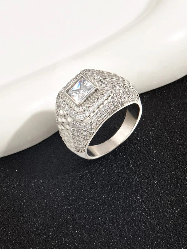 Men Rhinestone Decor Ring