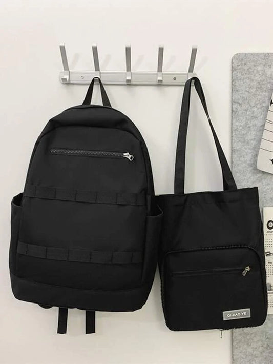 Zip Front Backpack With Shoulder Bag