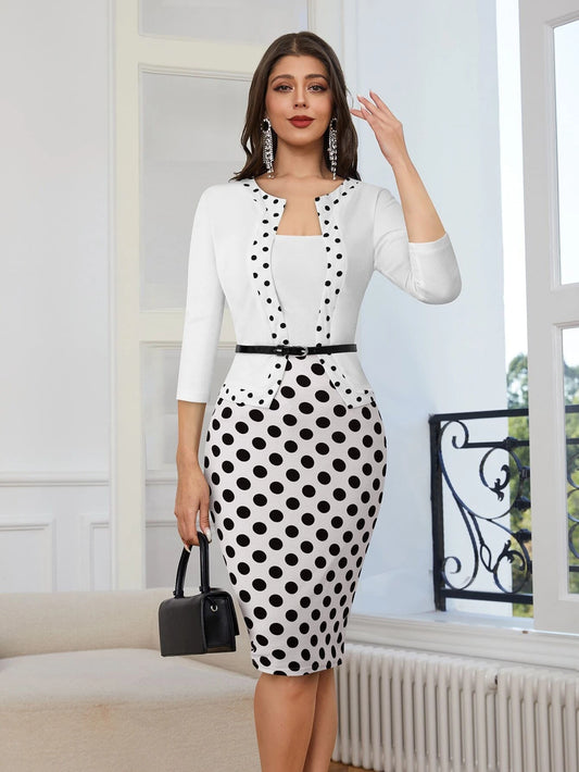 Polka Dot 2 In 1 Bodycon Dress