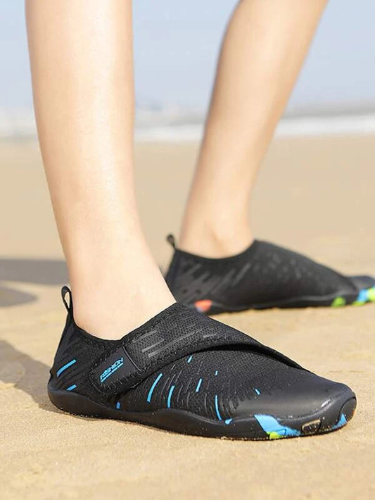 Women Hook-and-loop Fastener Letter Graphic Creek Shoes, Sporty Outdoor Mesh Water Shoes