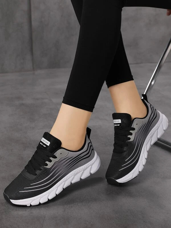 Striped Lace-up Front Running Shoes