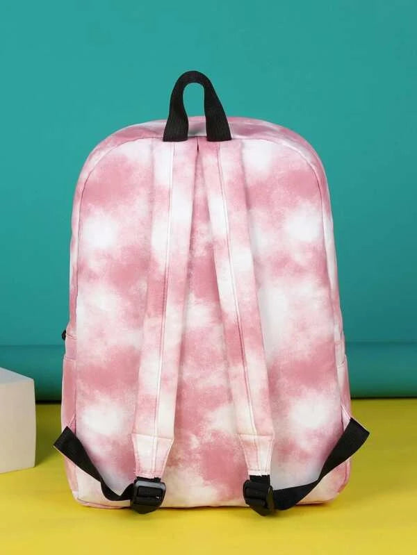 Letter Graphic Tie Dye Chain Decor Functional Backpack