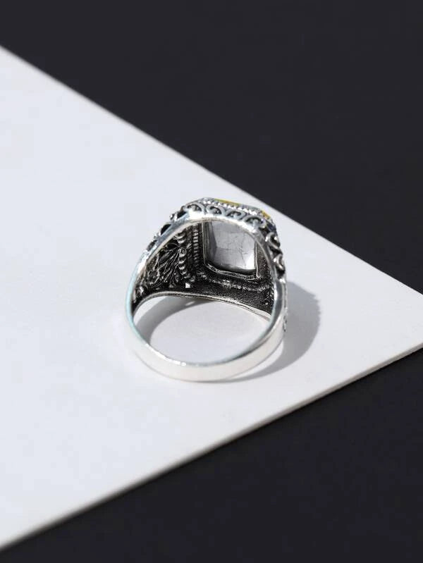 Men Gemstone Decor Ring