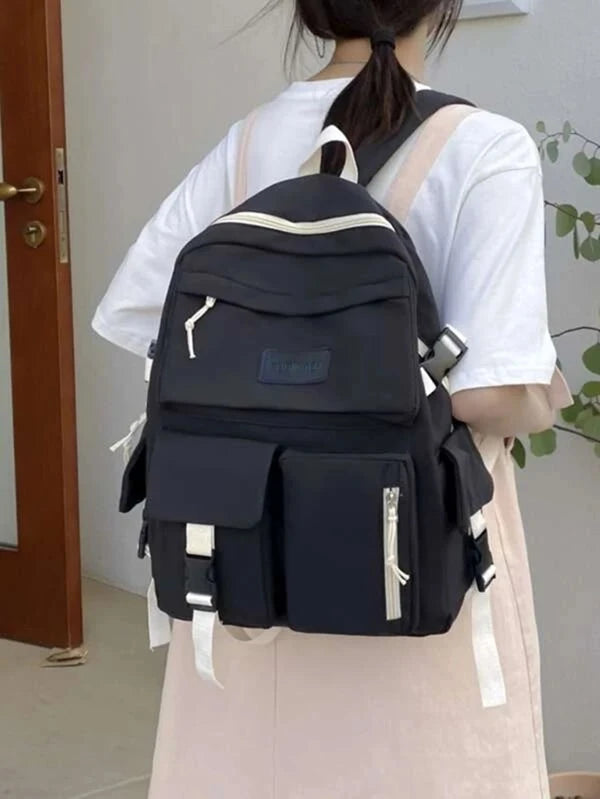 Letter Patch Multi-Compartment Backpack