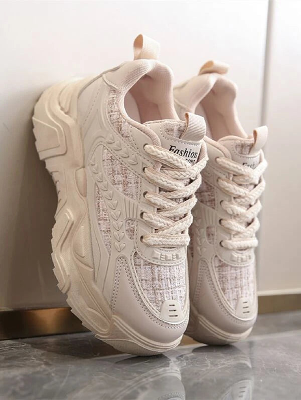 Lace-up Front Mesh Panel Chunky Sneakers