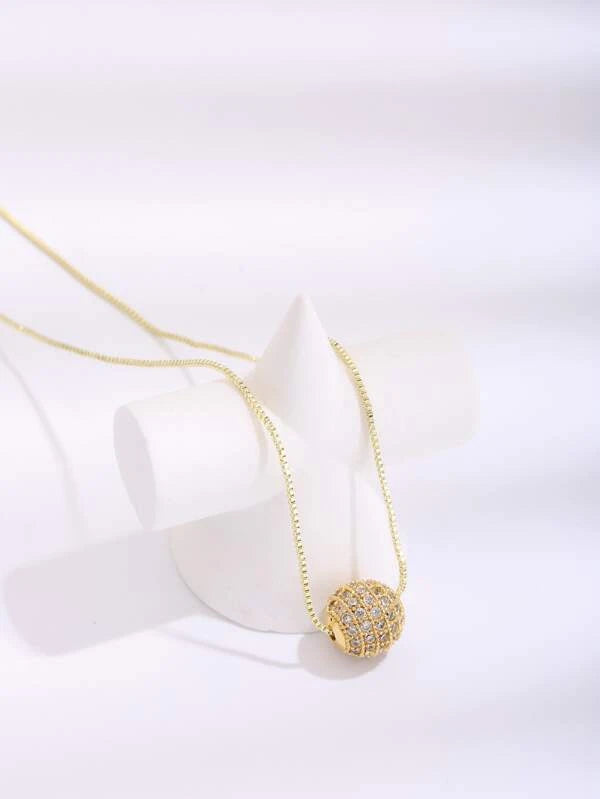 Cubic Zirconia Ball Charm Necklace