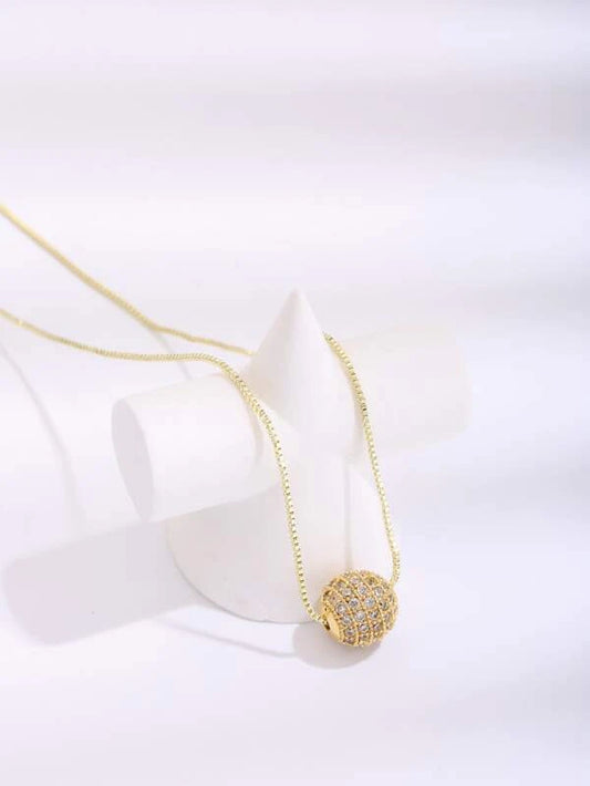 Cubic Zirconia Ball Charm Necklace