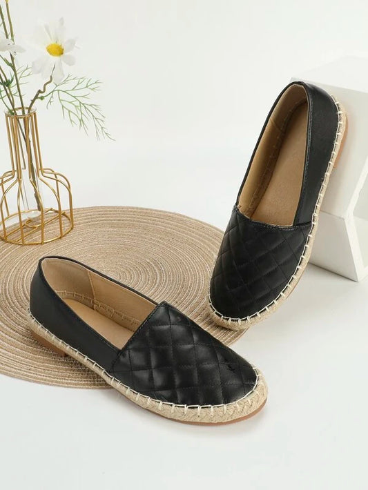 Quilted Detail Espadrille Flats