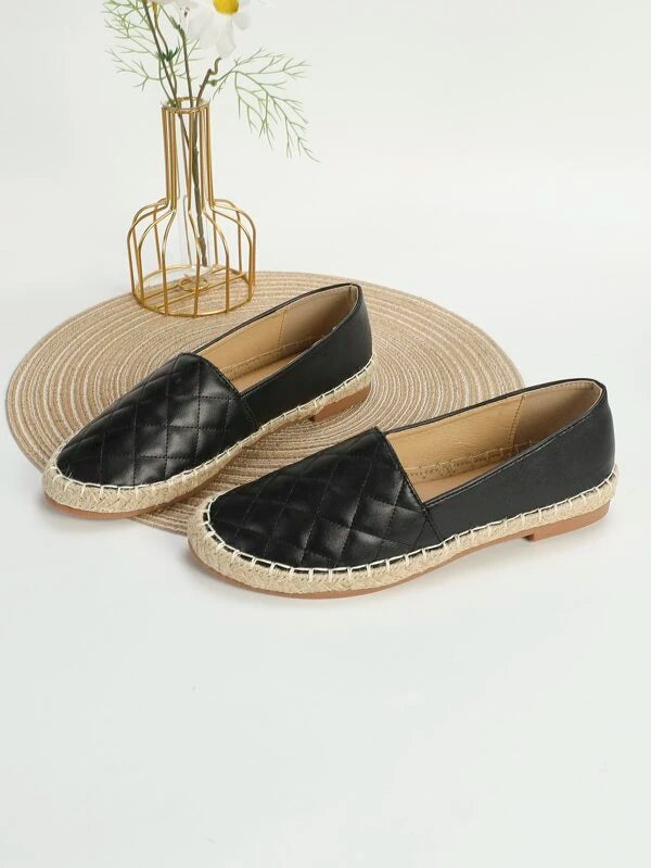 Quilted Detail Espadrille Flats