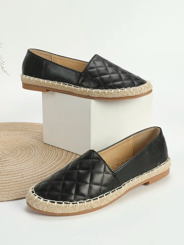 Quilted Detail Espadrille Flats