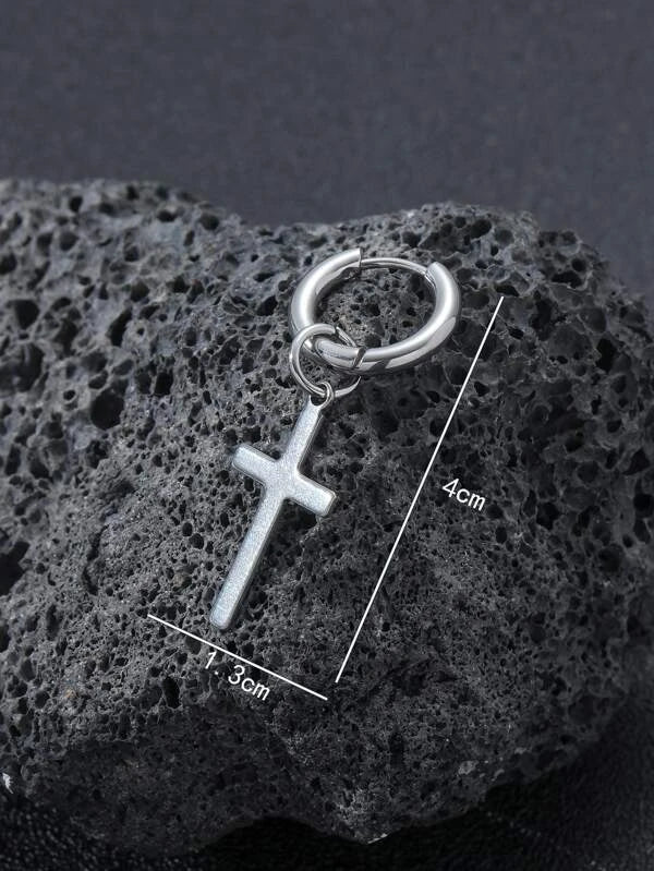 1pc Men Cross Drop Earring