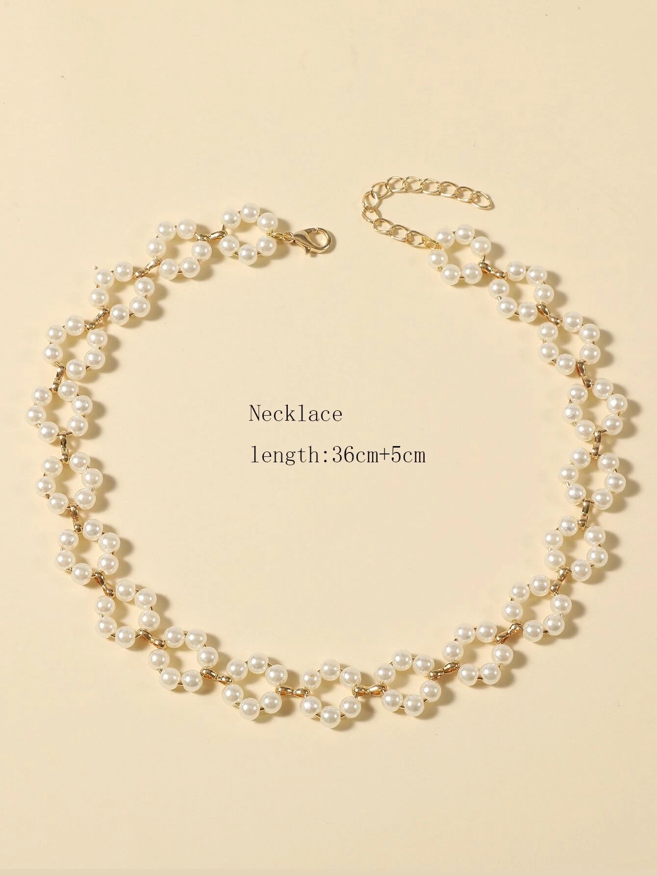 Faux Pearl Beaded Flower Decor Necklace