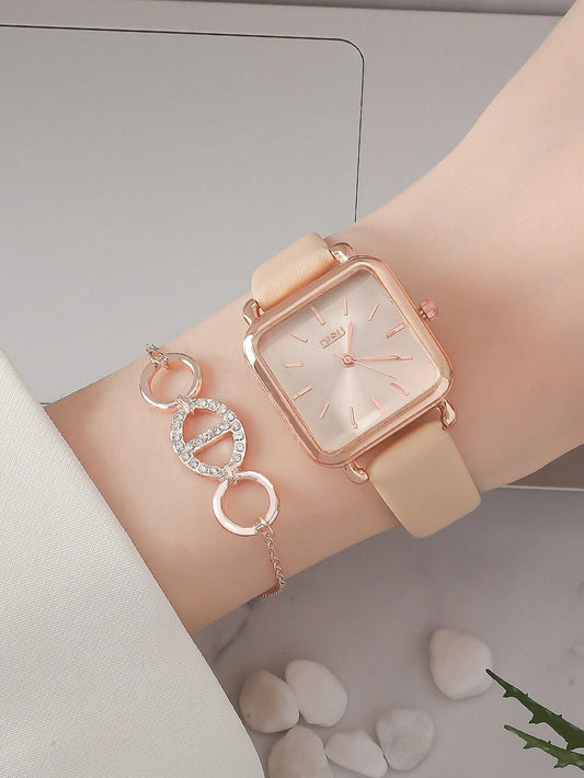 1pc Minimalist Quartz Watch & 1pc Bracelet