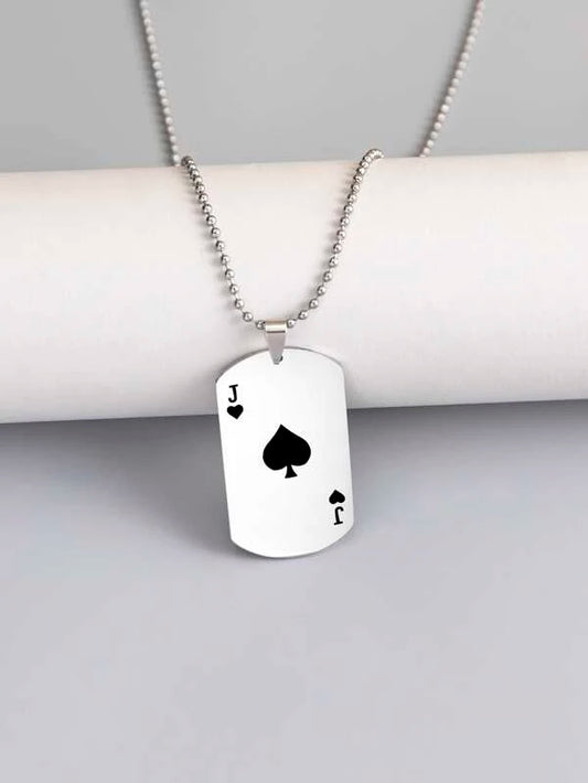 Men Playing Card Charm Necklace