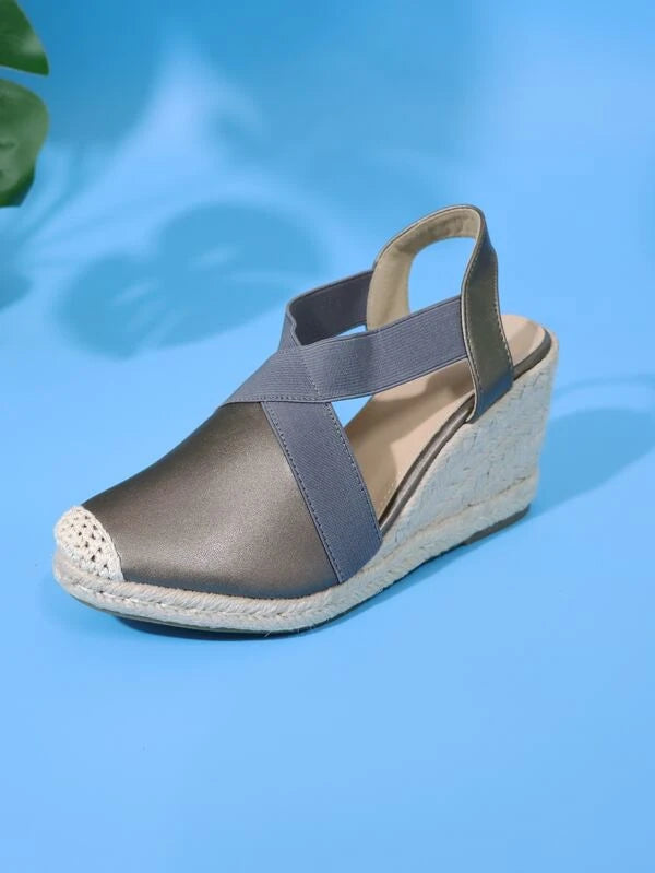 Women Point Toe Slingback Shoes, Vacation Grey Court Wedges