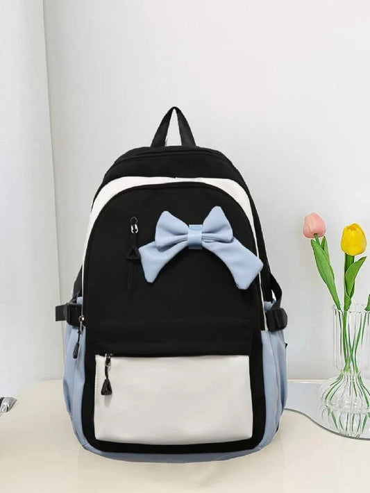 Colorblock Bow Decor Classic Backpack